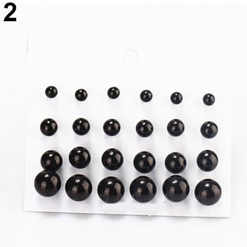 12 Pairs Women Fashion Elegant White Faux Pearl Ear Studs Earrings Party Jewelry Image 4