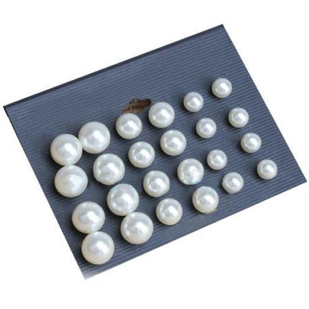 12 Pairs Women Fashion Elegant White Faux Pearl Ear Studs Earrings Party Jewelry Image 4