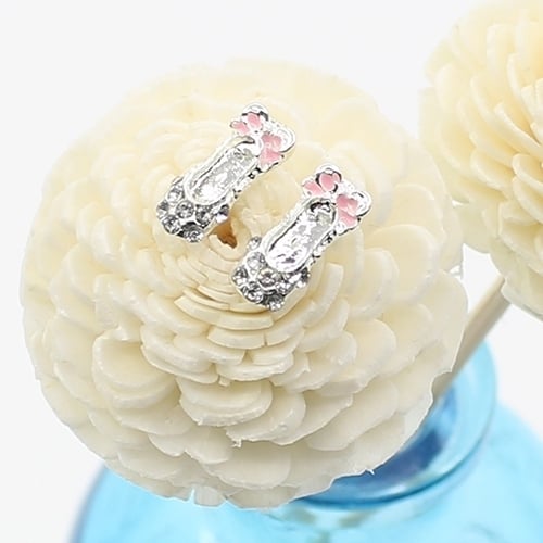 Women Cute Bowknot Ballet Shoes Shape Ear Studs Fashion Shiny Earrings Jewelry Image 1