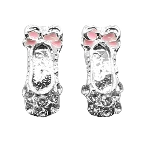 Women Cute Bowknot Ballet Shoes Shape Ear Studs Fashion Shiny Earrings Jewelry Image 3