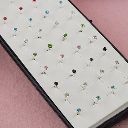 20Pairs Womens Simple Fashion Mixed Color 2mm Rhinestone Ear Studs Earrings Image 2