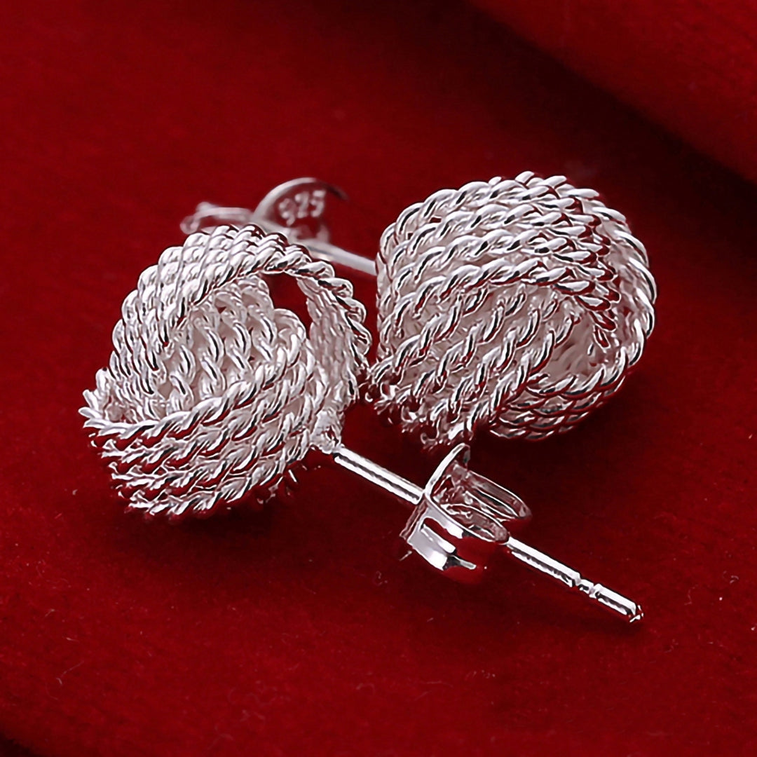 Ear Studs Mesh Ball Skin-friendly Alloy Elegant Ear Stud Set for Dating Image 2