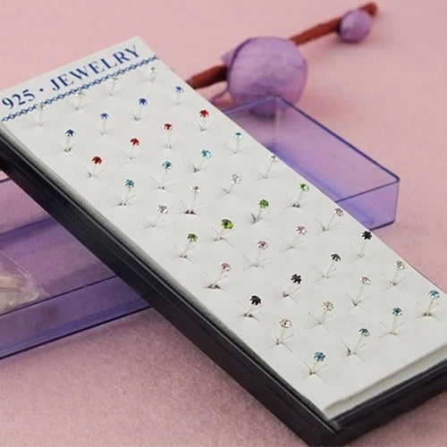 20Pairs Womens Simple Fashion Mixed Color 2mm Rhinestone Ear Studs Earrings Image 3