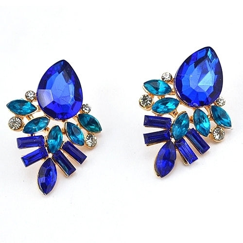 Womens Fashion Gold Plated Waterdrop Rhinestone Eardrops Ear Studs Earrings Image 1