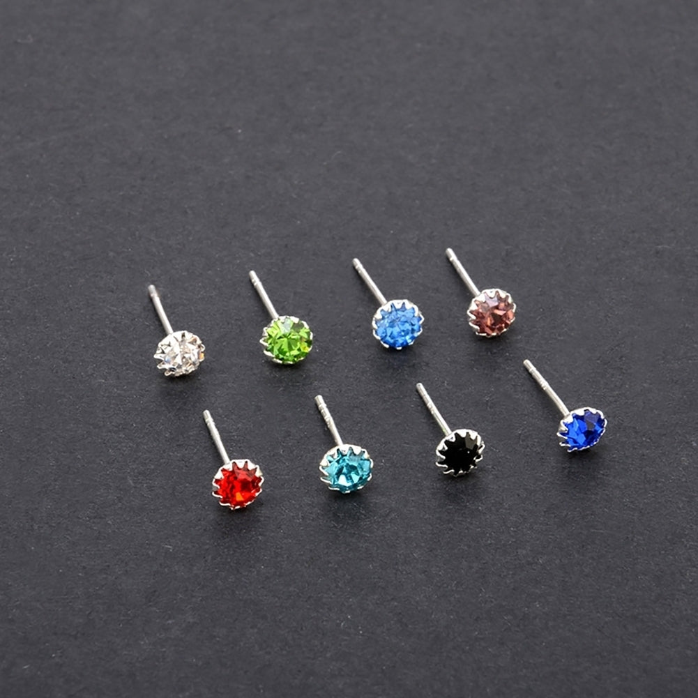 20Pairs Womens Simple Fashion Mixed Color 2mm Rhinestone Ear Studs Earrings Image 6