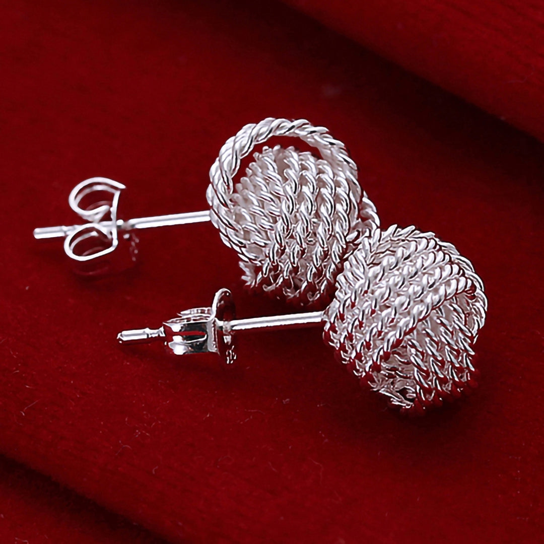 Ear Studs Mesh Ball Skin-friendly Alloy Elegant Ear Stud Set for Dating Image 4