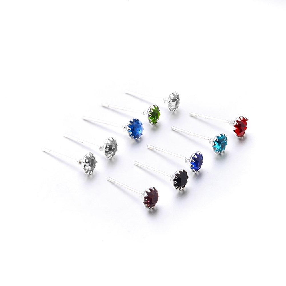 20Pairs Womens Simple Fashion Mixed Color 2mm Rhinestone Ear Studs Earrings Image 7