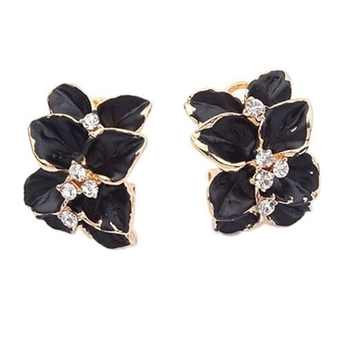 Hot Elegant Women Gardenia Flower Rhinestone Ear Stud Earrings Jewelry Gifts Image 1