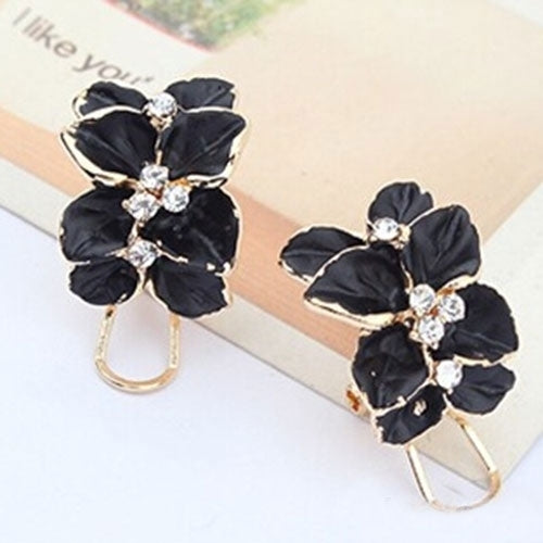 Hot Elegant Women Gardenia Flower Rhinestone Ear Stud Earrings Jewelry Gifts Image 3