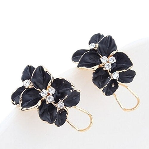 Hot Elegant Women Gardenia Flower Rhinestone Ear Stud Earrings Jewelry Gifts Image 4