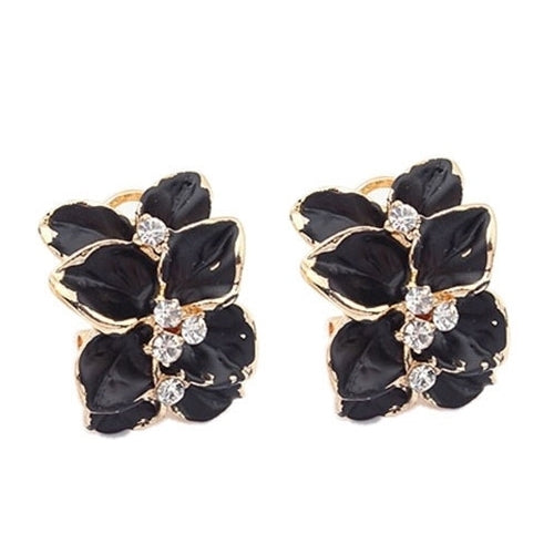 Hot Elegant Women Gardenia Flower Rhinestone Ear Stud Earrings Jewelry Gifts Image 4