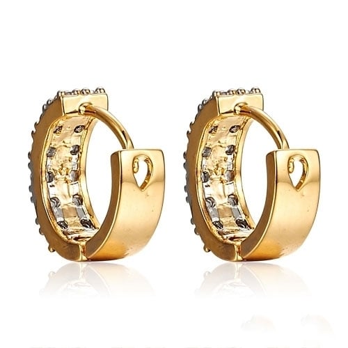 Womens Luxury 9K Gold Plated Round Rhinestone Shining Hoop Earrings Jewelry Image 2