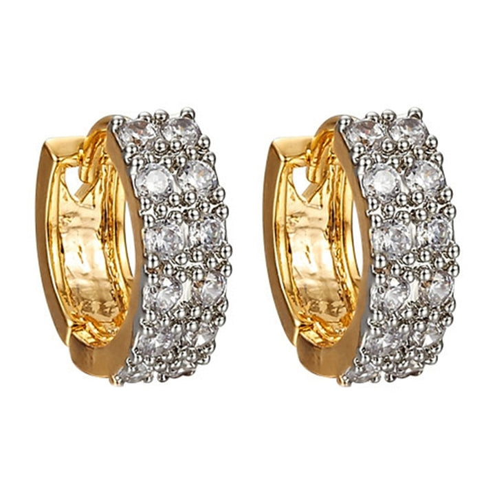 Womens Luxury 9K Gold Plated Round Rhinestone Shining Hoop Earrings Jewelry Image 4