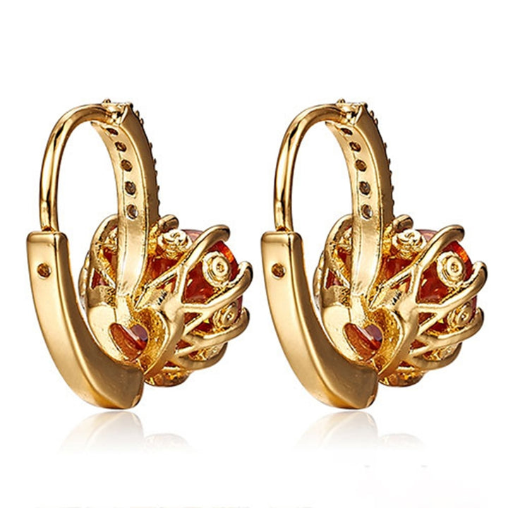 Womens Engagement Smoky 9K Gold Plated Rhinestone Leverback Earrings Gift Image 3