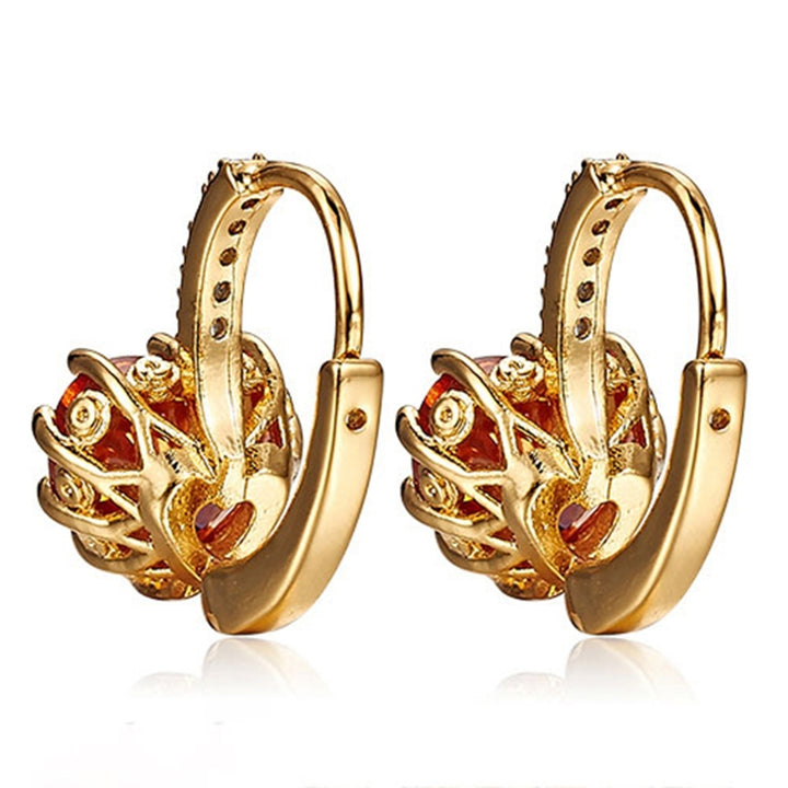 Womens Engagement Smoky 9K Gold Plated Rhinestone Leverback Earrings Gift Image 6