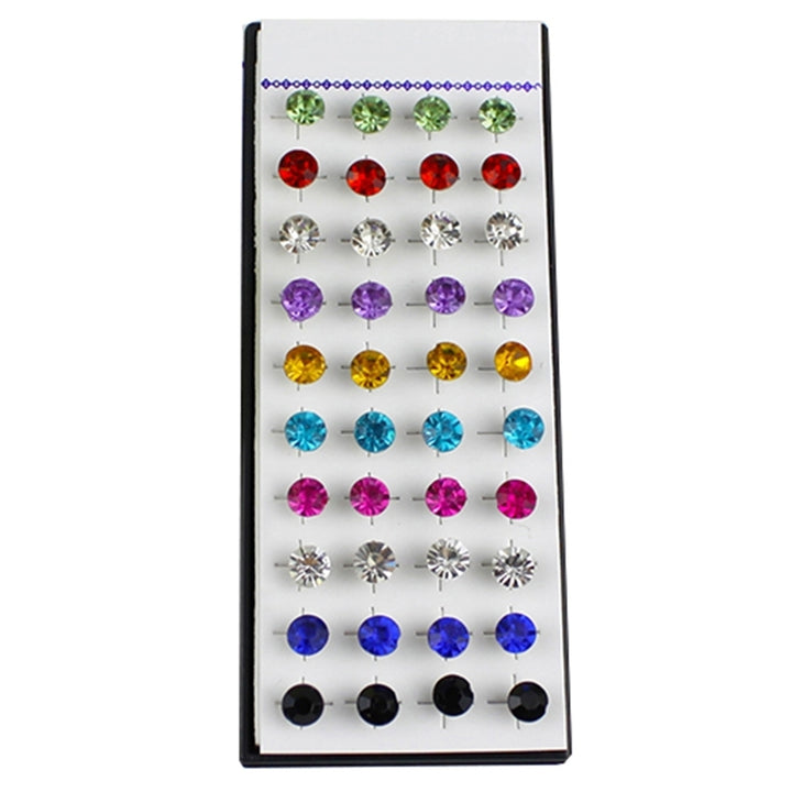 20 Pairs Mixed Color Women Sparkling Round Rhinestone Gothic Stud Earrings Image 6