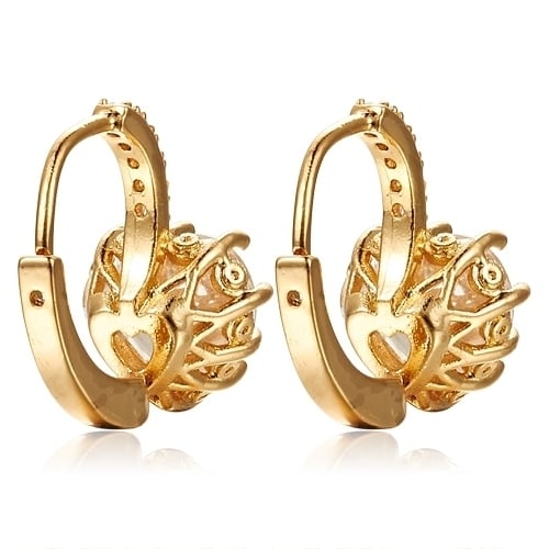 9K Gold Plated Heart Rhinestone Hoop Earrings Eardrop Celebrity Lady Jewelry Image 2