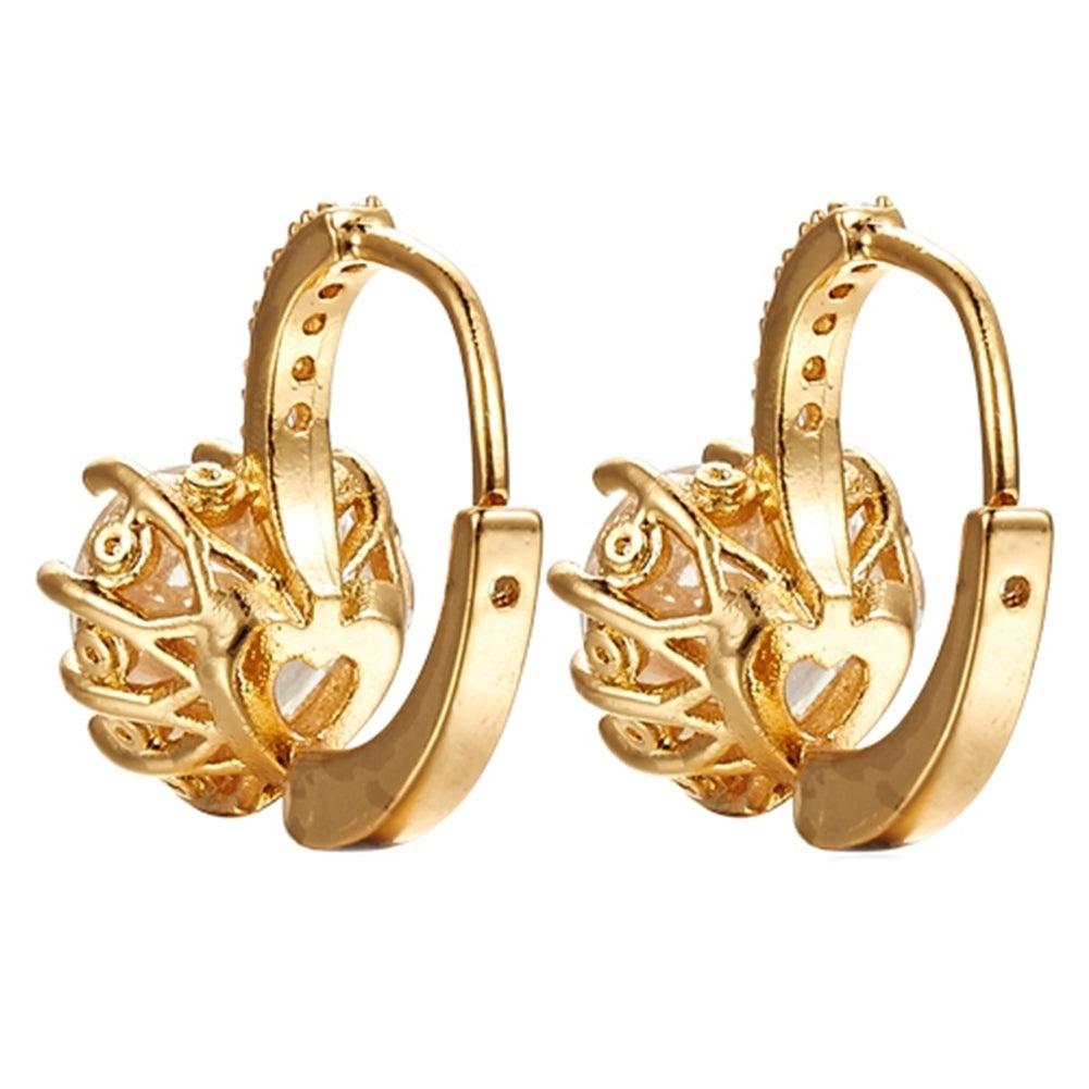 9K Gold Plated Heart Rhinestone Hoop Earrings Eardrop Celebrity Lady Jewelry Image 6