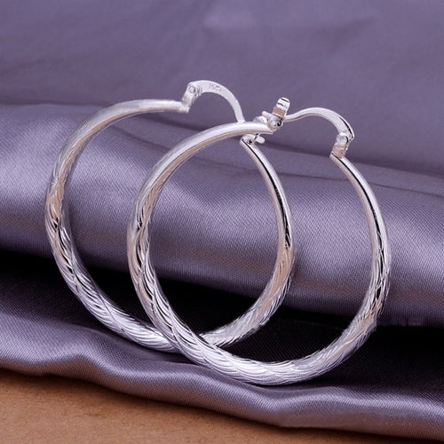 Fashion Women Simple Style Hoop Circle Silver Plated Earrings Party Prom Jewelry Image 1