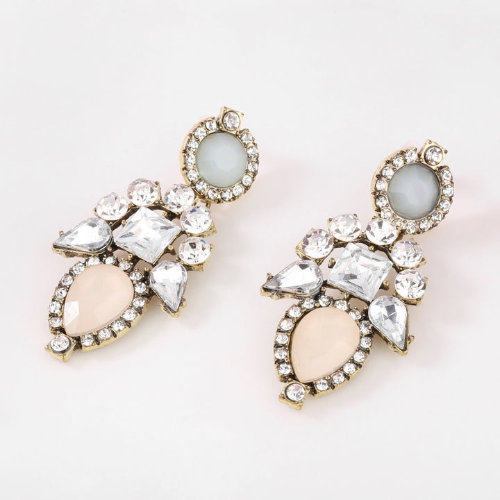 Women Fashion Lovely Charm Shiny Rhinestone Flower Dangle Ear Stud Earrings Image 1