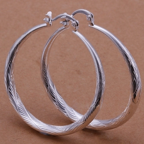 Fashion Women Simple Style Hoop Circle Silver Plated Earrings Party Prom Jewelry Image 3