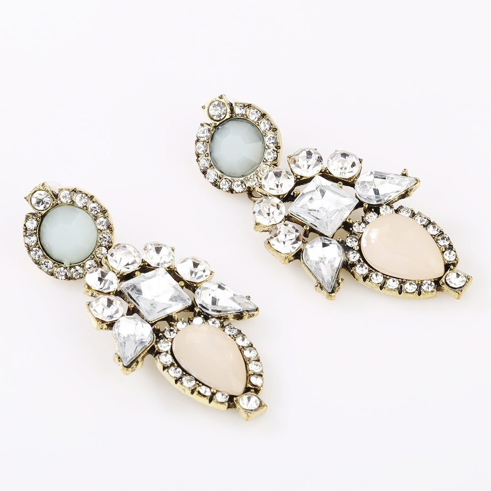 Women Fashion Lovely Charm Shiny Rhinestone Flower Dangle Ear Stud Earrings Image 2