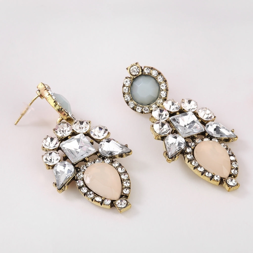 Women Fashion Lovely Charm Shiny Rhinestone Flower Dangle Ear Stud Earrings Image 3