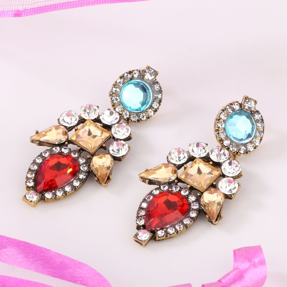 Women Fashion Lovely Charm Shiny Rhinestone Flower Dangle Ear Stud Earrings Image 4