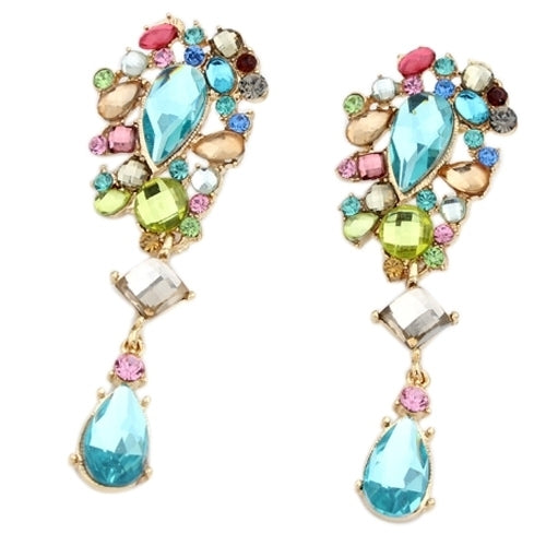 Women Fashion Luxury Multicolor Rhinestone Dangle Earrings Drop Ear Studs Gift Image 1