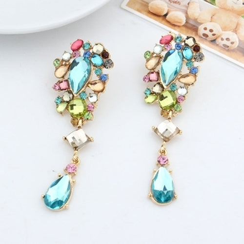 Women Fashion Luxury Multicolor Rhinestone Dangle Earrings Drop Ear Studs Gift Image 4