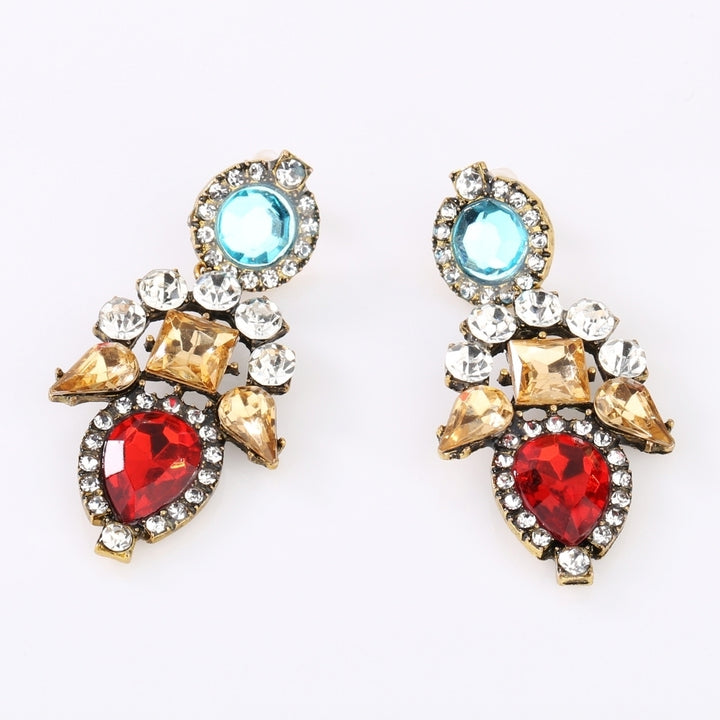 Women Fashion Lovely Charm Shiny Rhinestone Flower Dangle Ear Stud Earrings Image 8