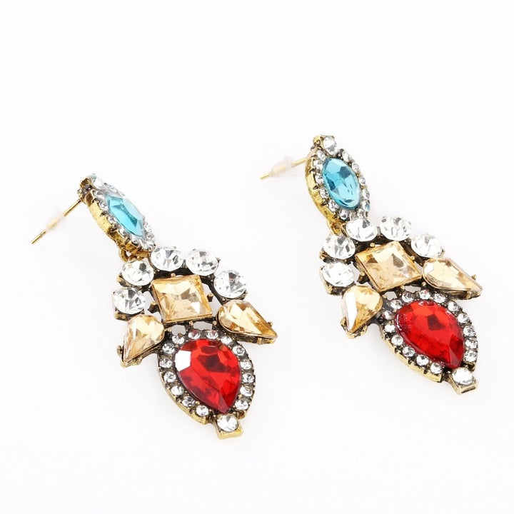 Women Fashion Lovely Charm Shiny Rhinestone Flower Dangle Ear Stud Earrings Image 10