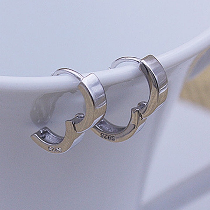 Earrings Round Hoop Design Simple Silver Plated Jewelry Gift Huggie Earrings for Daily Life Image 1