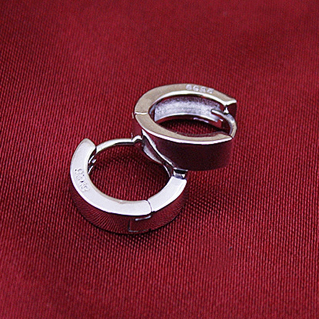 Earrings Round Hoop Design Simple Silver Plated Jewelry Gift Huggie Earrings for Daily Life Image 9