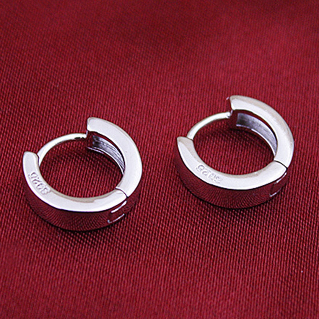 Earrings Round Hoop Design Simple Silver Plated Jewelry Gift Huggie Earrings for Daily Life Image 11