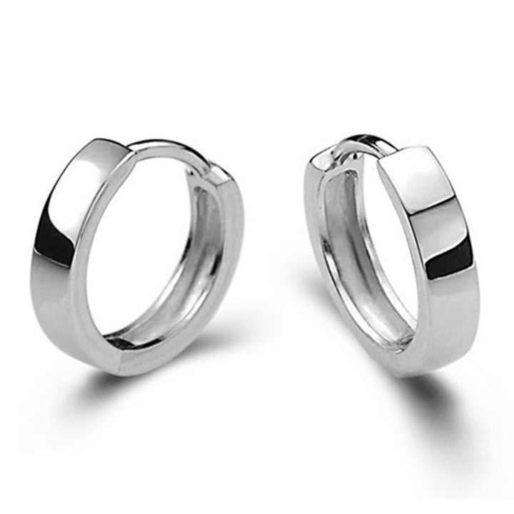 Earrings Round Hoop Design Simple Silver Plated Jewelry Gift Huggie Earrings for Daily Life Image 12