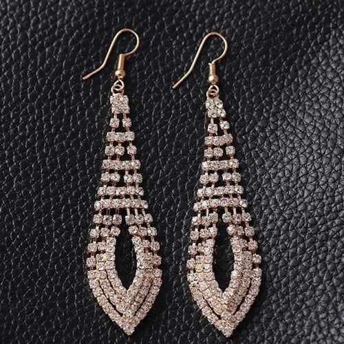 Womens Rhinestone Cocktail Party Long Tassels Drop Hook Dangle Linear Earrings Image 8