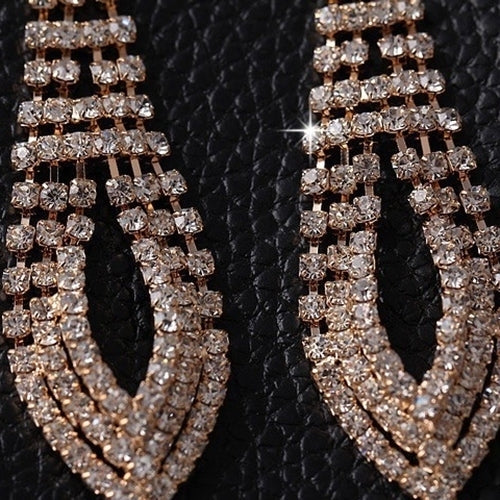 Womens Rhinestone Cocktail Party Long Tassels Drop Hook Dangle Linear Earrings Image 9