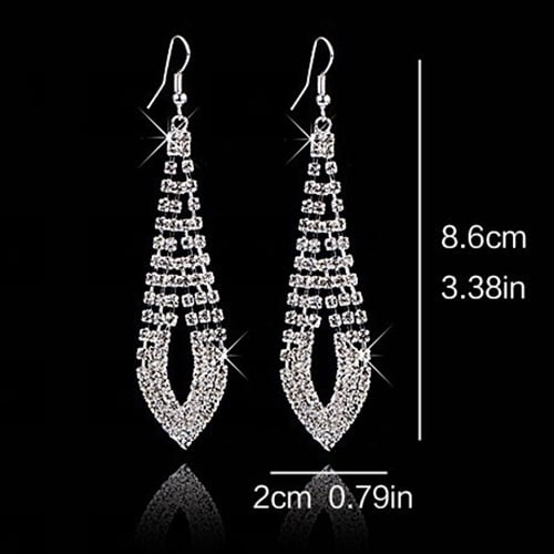 Womens Rhinestone Cocktail Party Long Tassels Drop Hook Dangle Linear Earrings Image 10