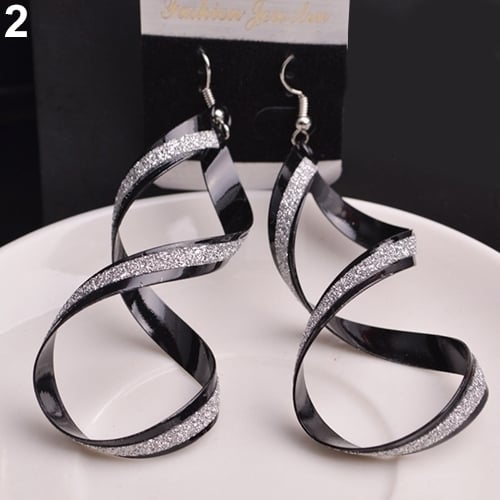 Women Spiral Scrub Hook Dangle Earrings Wedding Engagement Bridal Jewelry Gift Image 1