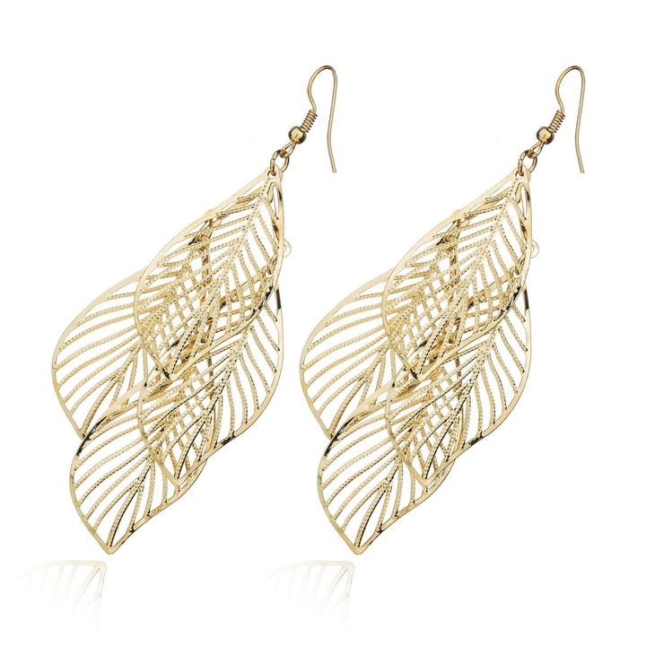 Retro Womens Baroque Style Cluster Hollow Leaves Tassels Hook Dangle Earrings Image 7