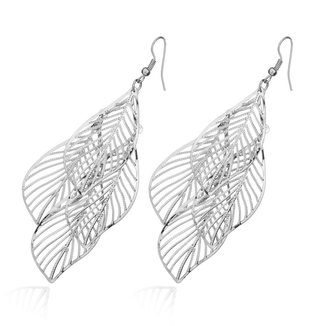 Retro Womens Baroque Style Cluster Hollow Leaves Tassels Hook Dangle Earrings Image 8