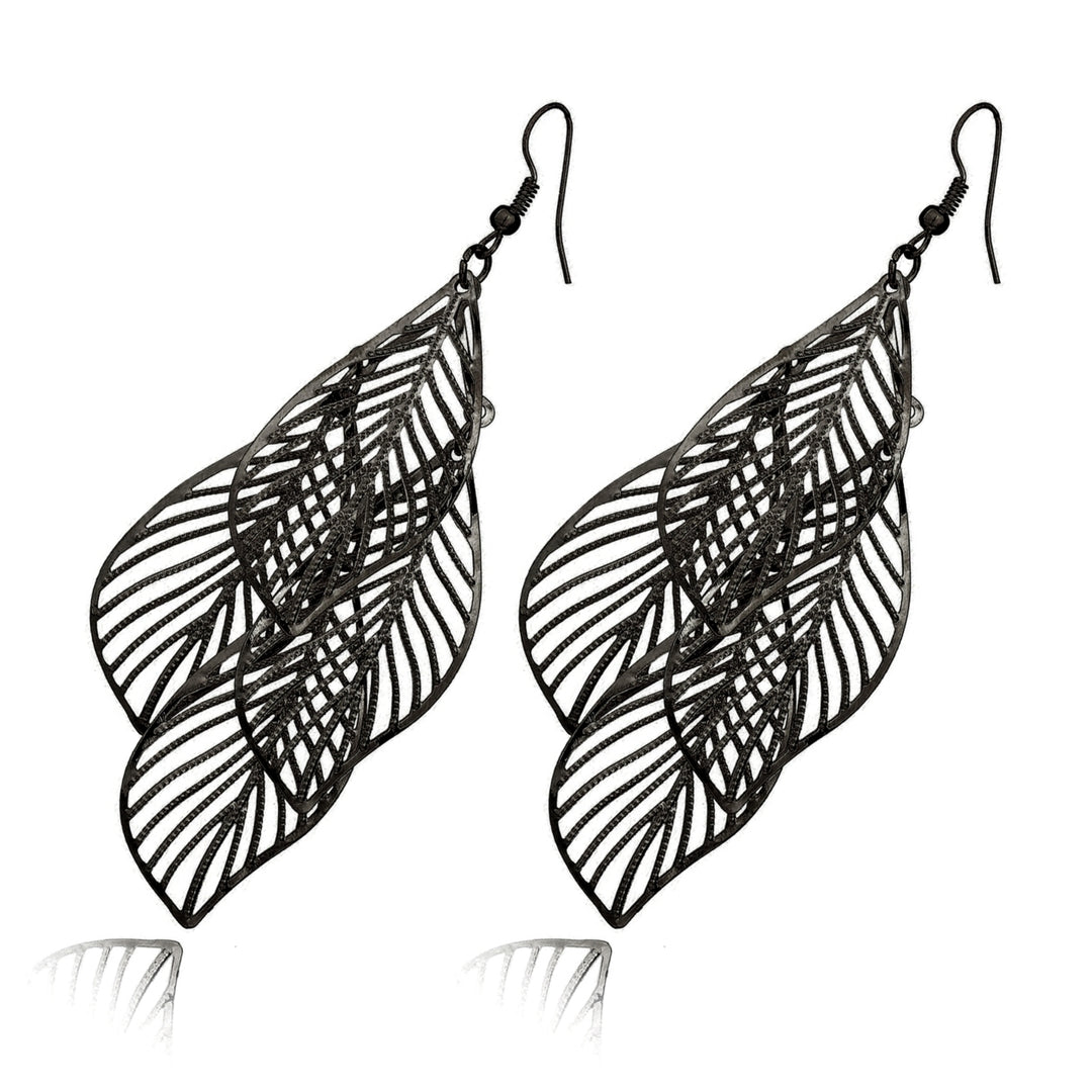 Retro Womens Baroque Style Cluster Hollow Leaves Tassels Hook Dangle Earrings Image 9