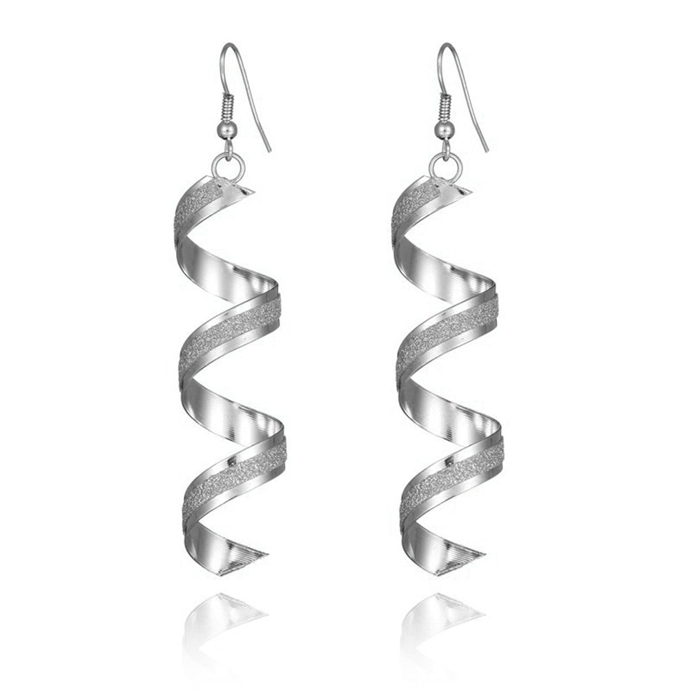 Womens Fashion Rhinestone Twist Spiral Long Dangle Hook Earrings Eardrops Gift Image 8