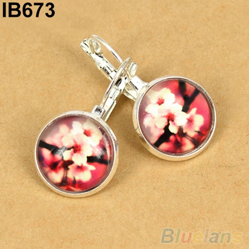 Womens Galaxy Space Glass Charm Silver Plated French Lever Back Drop Earrings Image 9