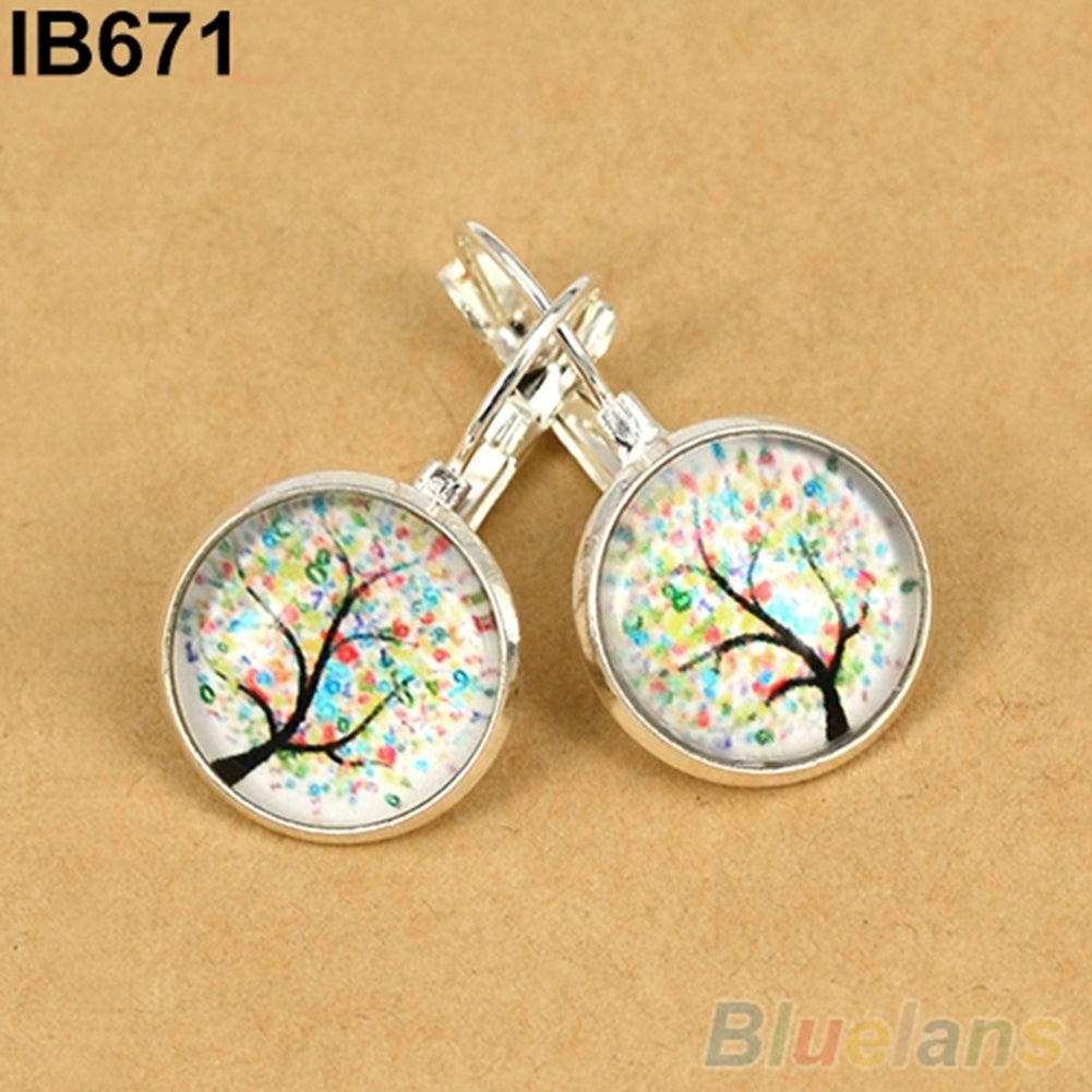 Womens Galaxy Space Glass Charm Silver Plated French Lever Back Drop Earrings Image 10