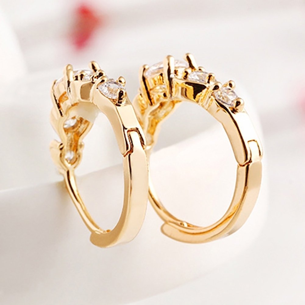 Luxury Women Gold Plated Heart Multi Rhinestones Clip Earrings Ear Jewelry Image 10