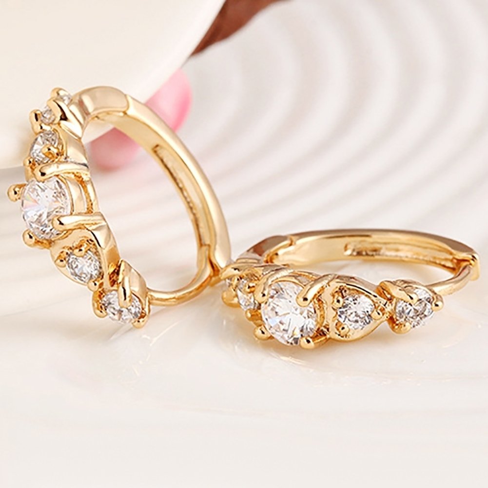 Luxury Women Gold Plated Heart Multi Rhinestones Clip Earrings Ear Jewelry Image 11