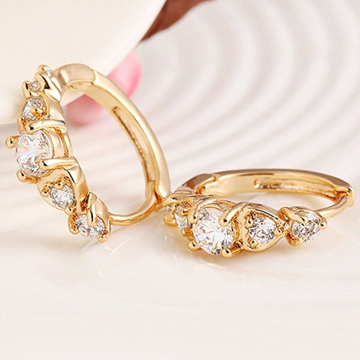 Luxury Women Gold Plated Heart Multi Rhinestones Clip Earrings Ear Jewelry Image 11