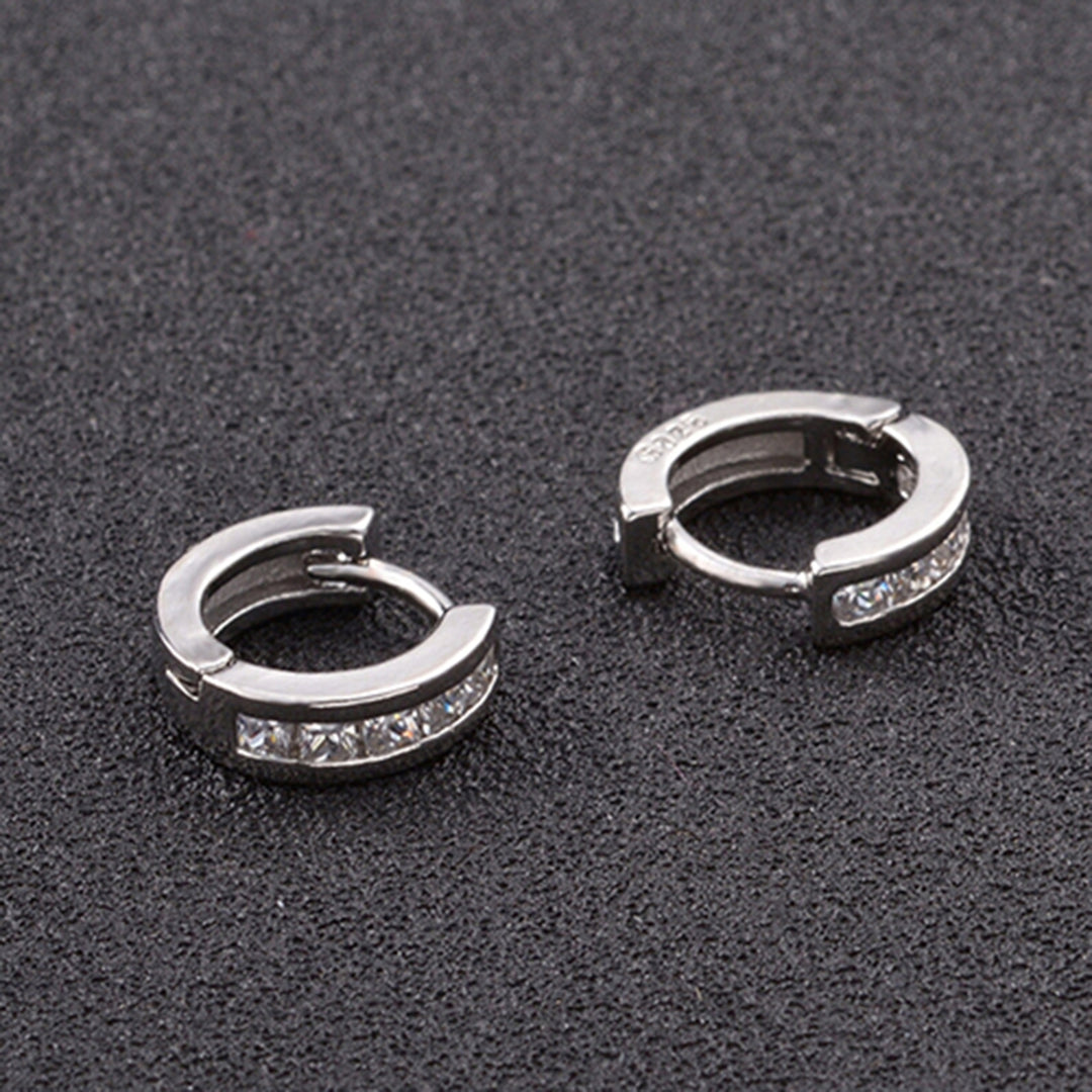 Ear Clip Silver Plated Shiny Silver Plated Rhinestone Ear Studs for Party Image 4